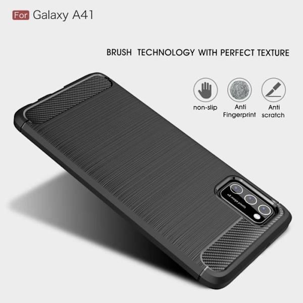 Samsung Galaxy A41 fodral, kolfiberfjädrande TPU skyddsfodral för svart