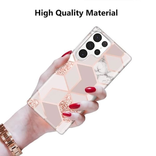 Halvstyvt skyddsfodral för Samsung Galaxy S22 Ultra - BOOLING - Marmormönster - Rosa Rosa