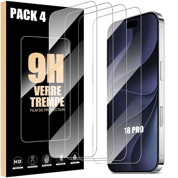 4x Härdat Glas för iPhone 18 Pro, Transparent 9H Stötsäker Repfria Transparent