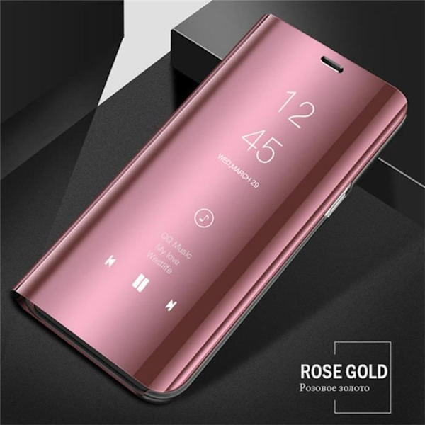 Samsung A40+ Fodral [2-pack] Härdat glas, Spegelfodral med Stativ Flip-funktion Skydd för Samsung Galaxy A40 - Rose Gold Rose guld