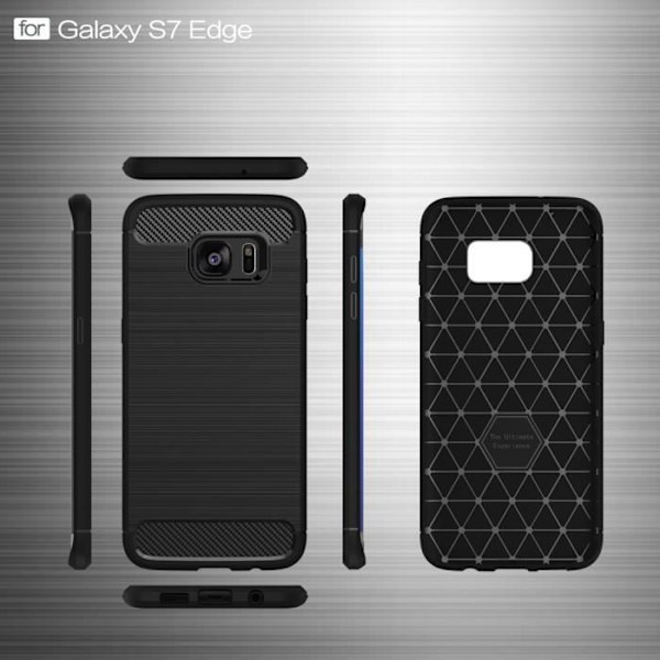 Fodral för Samsung Galaxy S7 Edge Fodral Skyddande kolfiber Ultralätt mjuk gummi TPU Premium silikon Marinblå