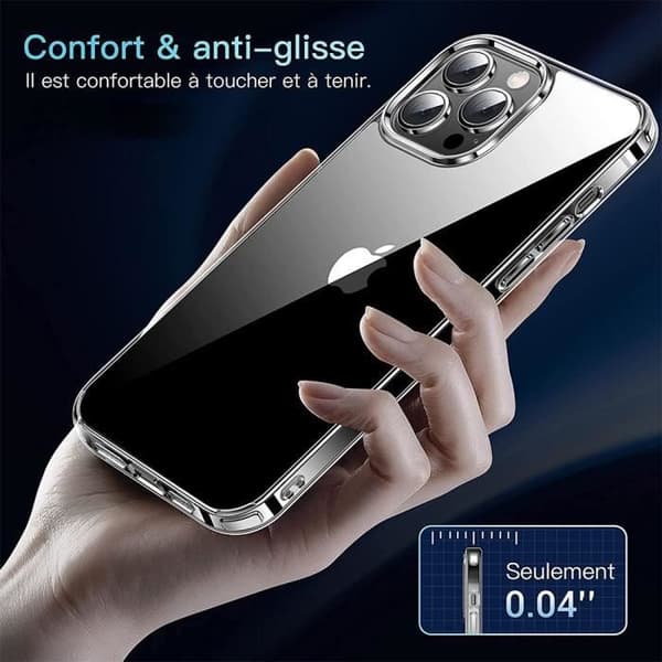 Skyddskal - Silikon - för iPhone 14 Pro Max - Transparent - Stötsäker - 2 Härdat Glas Transparent