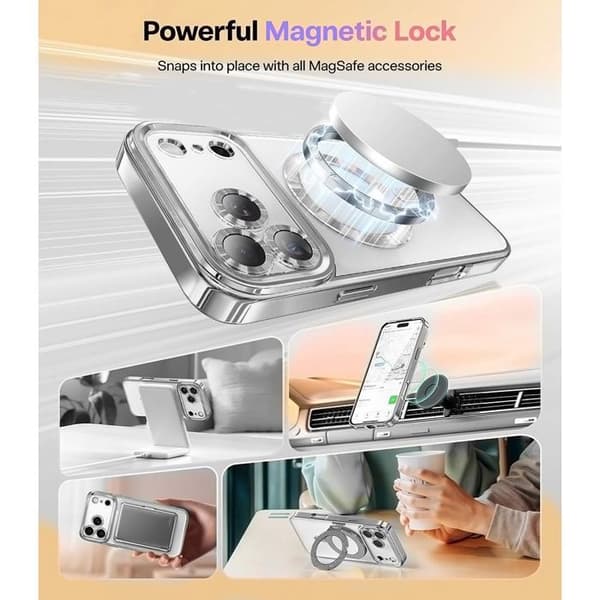 Skyddsfodral - BOOLING - iPhone 17 Pro Max - Mjuk Silikon - Magnetiskt Ring - Silverfärgad Silver