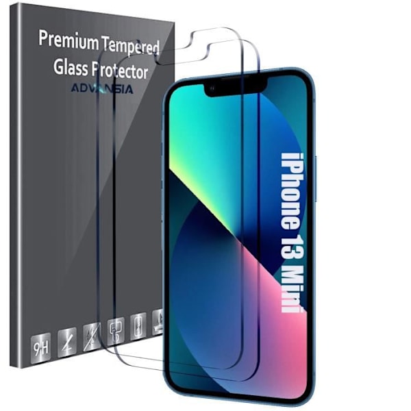 Skärmskydd - Advansia - iPhone 13 Mini - 9H härdat glas - Reptålig - Paket om 2