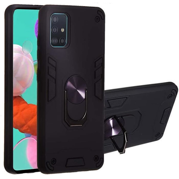 Fodral - LuffyShop - Galaxy A51 - 360 grader roterbar - Silikon TPU + PC - Dubbellager Svart