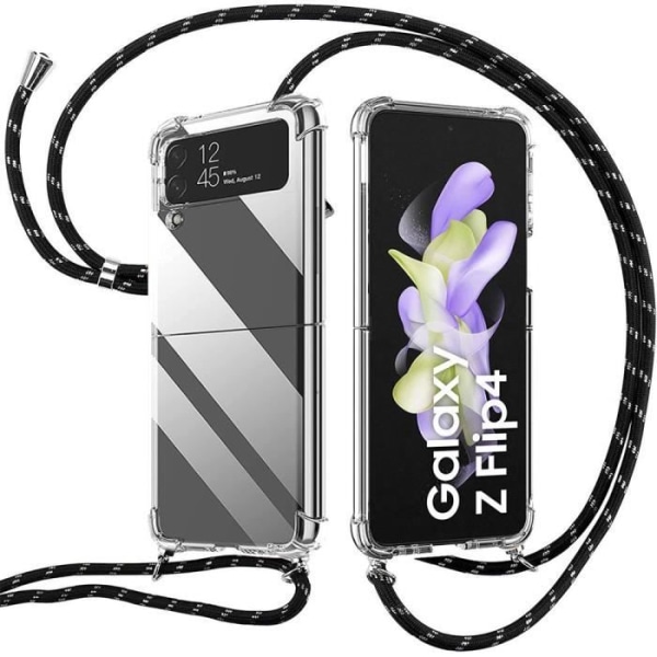 Lanyardfodral till Samsung Galaxy Z Flip 4 - Anti-Scratch Transparent TPU med svart snodd