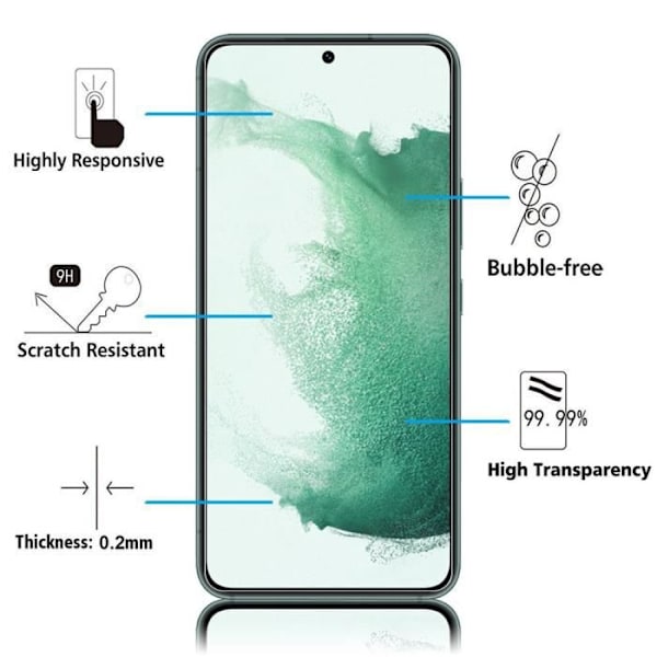 VCOMP® för Samsung Galaxy S22+ 5G- S22 Plus 5G 6,6": Pack - 2-pack skärmskydd i härdat glas VIT