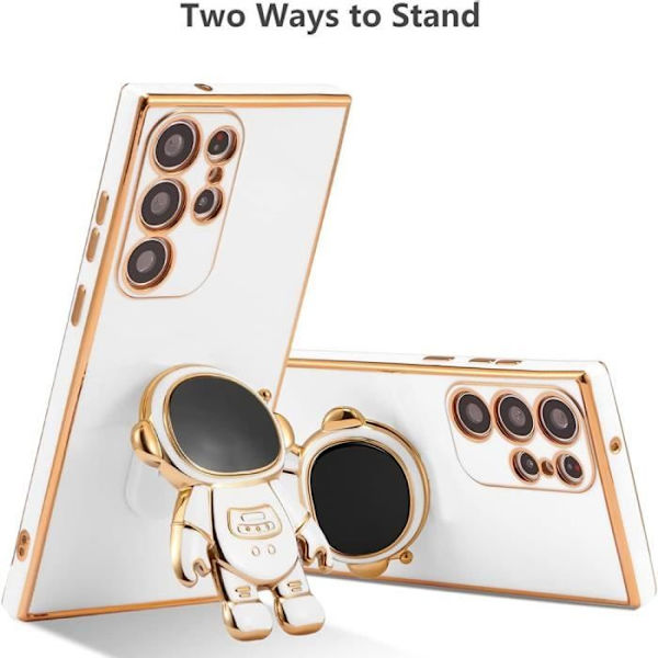Fodral till Samsung Galaxy S24 Ultra, Anti-Scratch Vit Silikonskydd med Space Man Pattern Stand Vit