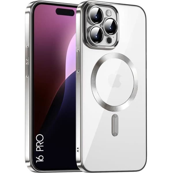 Skyddsfodral - BOOLING - för iPhone 16 Pro - Stötsäker - Transparent - Silverfärgad Silver
