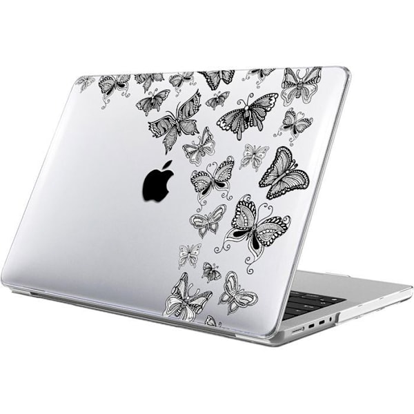 Fodral för MacBook Pro 14 Tum M4 M3 M2 M1 Pro/Max 2024 2023 2021, Ultra Slim Lätt Hård Skydd Med Fjärilsdesign vit svart