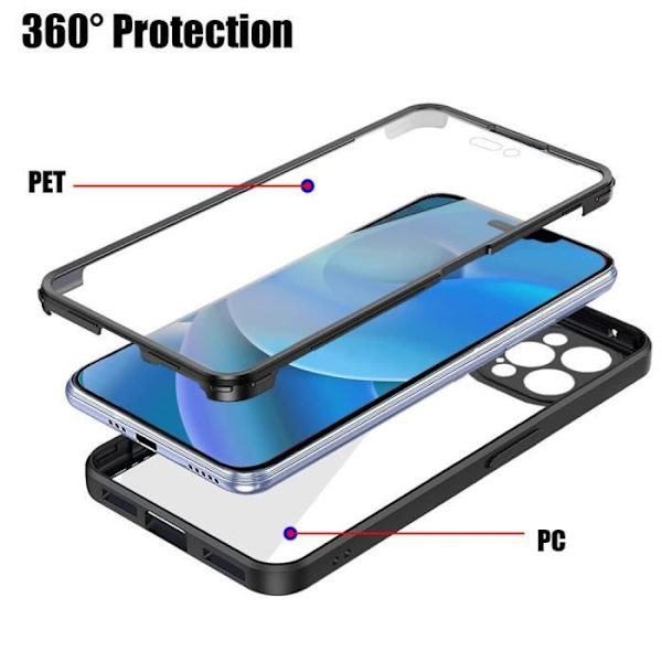 Skyddskal för telefon - BOOLING - iPhone 16 Pro Max - 360-skydd - Elegant - Förstärkt kant Svart