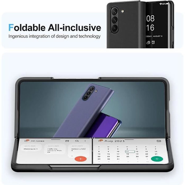 Coque - Samsung - Galaxy Z Fold 5 - Mjuk - Svart - Inbyggt justerbart stöd Svart
