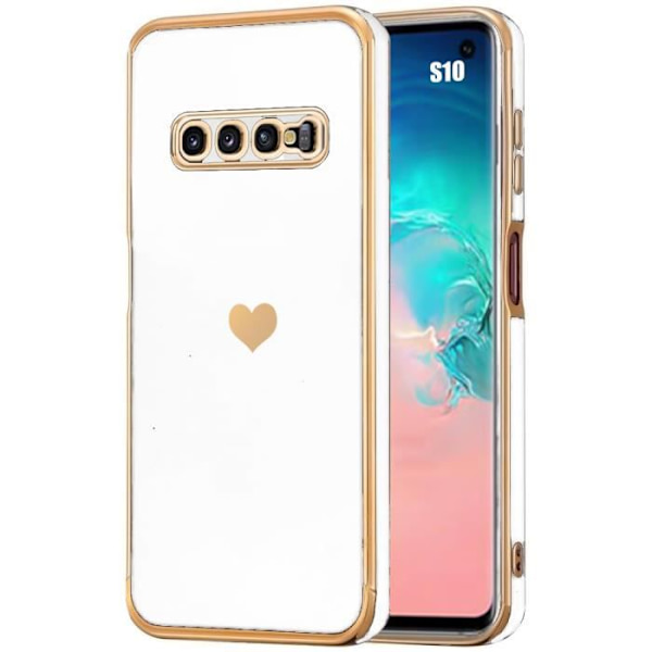Samsung Galaxy S10 Heart Pattern Anti-rap Mjuk TPU Lyxfodral - Vit Vit