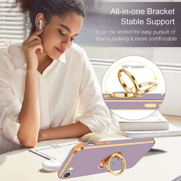 Siliconfodral - BOOLING - för iPhone 17e - Stötsäker Slim med Ring - Lila Violett