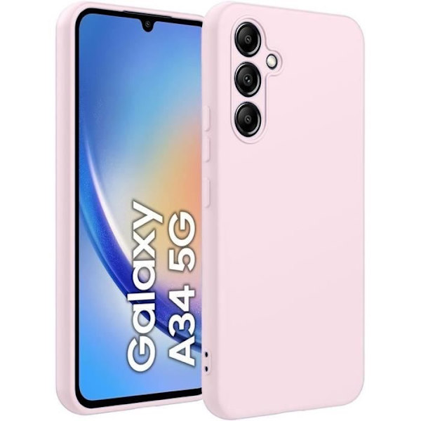 Fodral till Samsung Galaxy A34 5G, Matt Silikonskydd Ultra Slim Soft - Ljusrosa