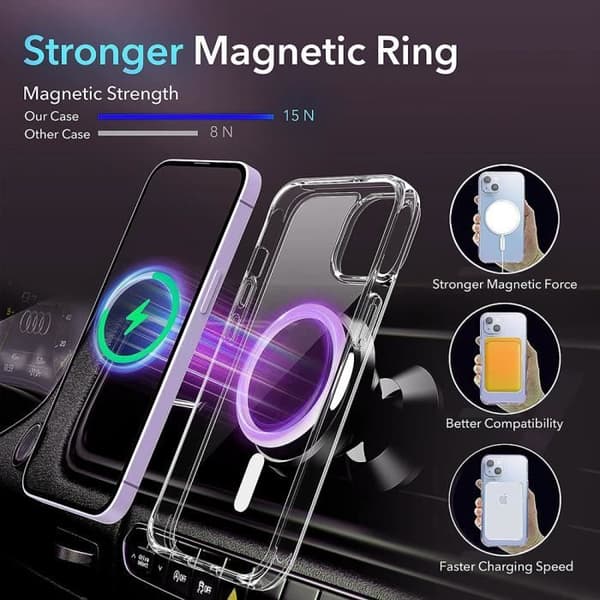 Coque - BOOLING - för iPhone 15 Plus - Magnetiskt Ring - 2 Härdade Glas - 2 Kameraskydd Transparent