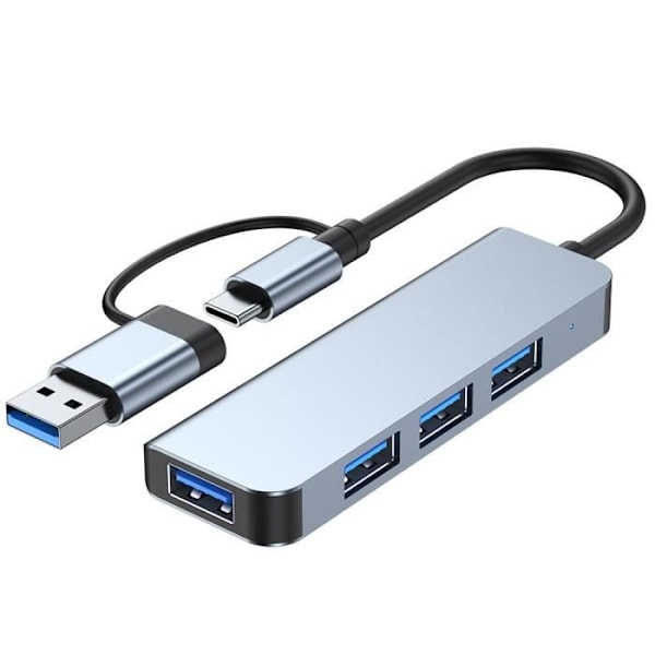 4 i 1 USB-C-adapter - BOOLING - Hub Dockstation - Aluminium - 1 USB 3.0 - 3 USB 2.0