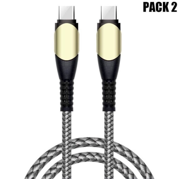 2x USB-C til USB-C-kabel 60W hurtigopladning til Samsung Galaxy A13 A14 A12 A03s A04s A22 A23 A24 - Gråforstærket nylon 1M