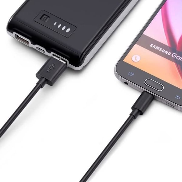 USB-C-kabel - E.F.ANSLUTNING - 2 meter - Kompatibel OPPO Reno 6, Find X5 - Laddning och synkronisering - Svart Svart