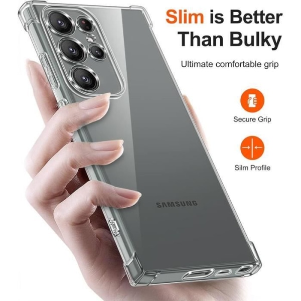 Fodral för Samsung Galaxy S24 Ultra, 4-hörnsskydd Förstärkt högresistent silikon Transparent