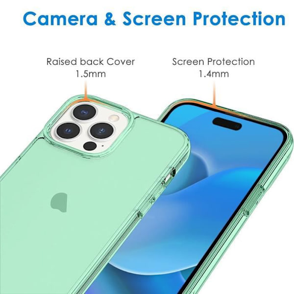 Fodral till iPhone 14 Pro Stötsäker, halvtransparent mjuk TPU-grön Grön