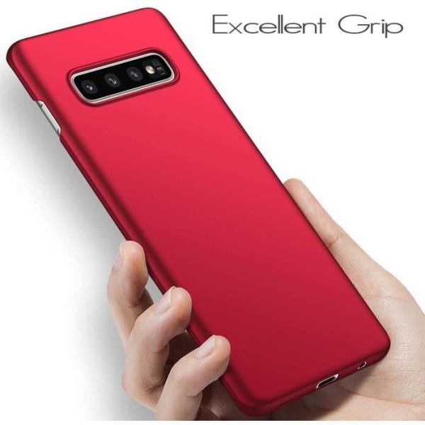 Samsung S10 Plus (6,4") etui Pakke med 2 hærdede briller Simple Anti-Shock Silikonebeskyttelse Rød Röd