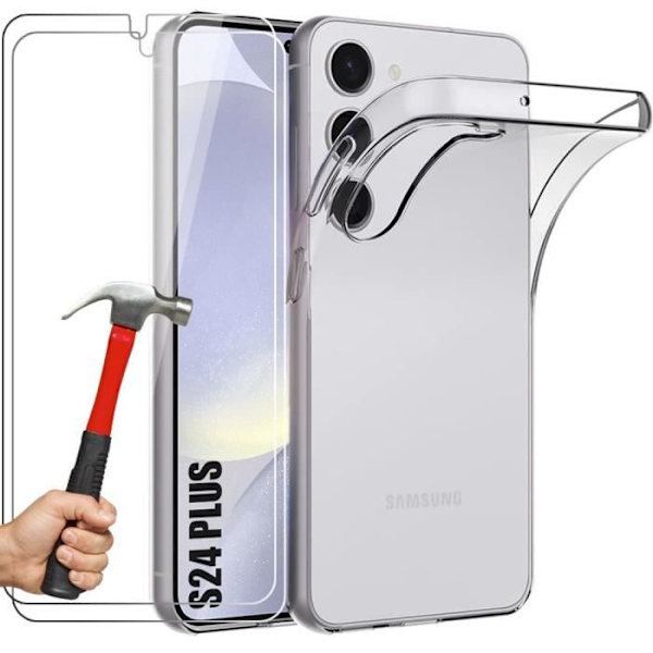 Siliconfodral - Samsung - Galaxy S24 Plus - Ultra transparent - Stötte skydd - 2 Härdat glas Transparent