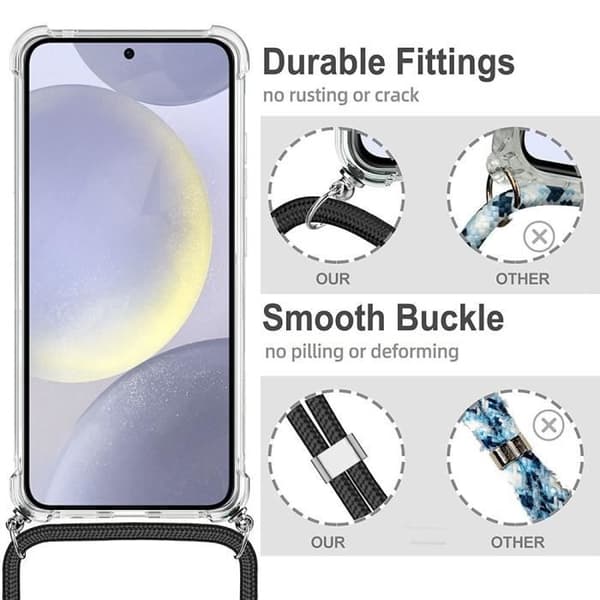 Skydd för Samsung Galaxy S24 Plus - Transparent TPU - Rep防防 - Vit snodd Transparent