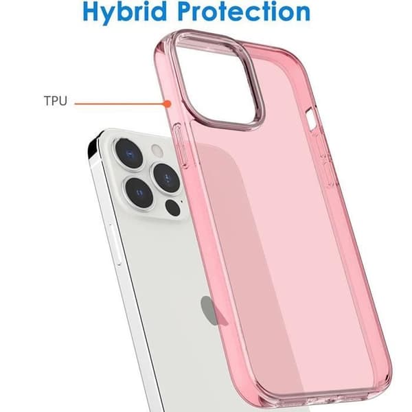 Skyddsfodral - BOOLING - för iPhone 14 Pro Max - Rosa - Stötabsorberande - Halvtransparent Rosa
