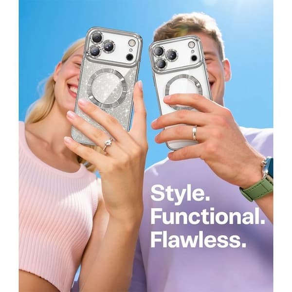 Skyddshölje - BOOLING - för iPhone 17 Pro Max - med magnetring - silver - 2 glas Silver