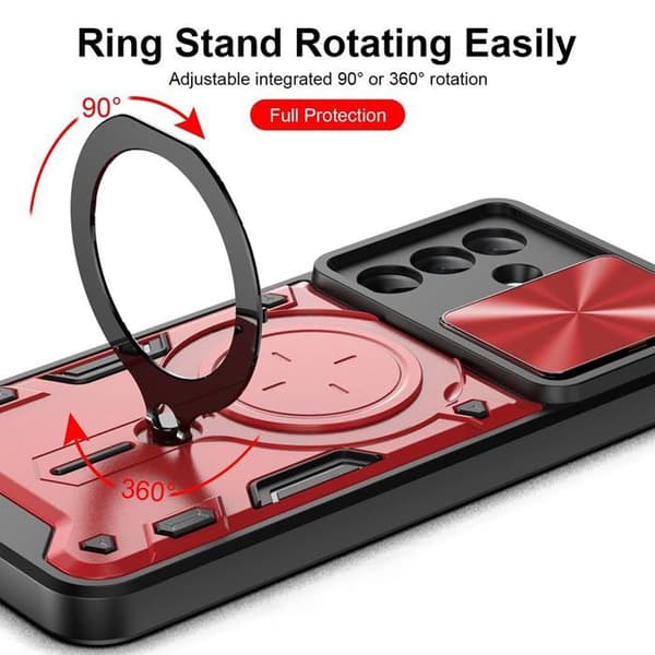 Skyddsskal - BOOLING - för Samsung Galaxy A07 - Röd - Stötresistent - Rotérande ringstöd Röd
