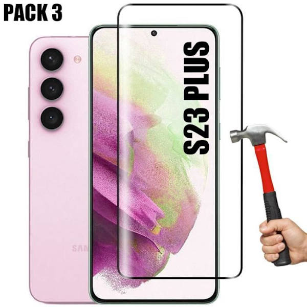 3-pack 3D härdat glas för Samsung Galaxy S23 Plus - Stötsäkert skärmskydd Transparent med svart kant