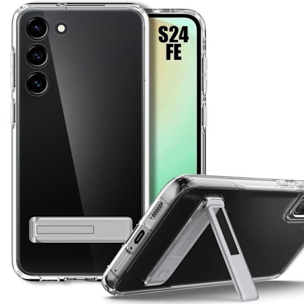 TPU-fodral för Samsung Galaxy S24 FE (ej för S24) - Transparent stötsäkert skydd med silverstöd Transparent