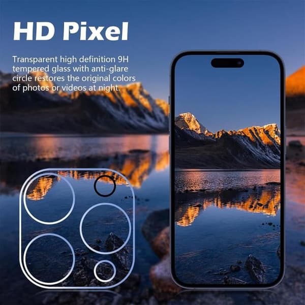 2 x härdat glas kameraskydd för iPhone 16 Pro Max Transparent