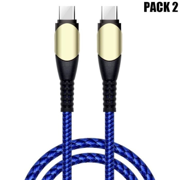 Lot-2 USB-C till USB-C Snabbladdningskabel 60W för Samsung Galaxy A04s A03s A16 A15 A13 A14 A23 A24 A25 A26 - Nylonflätad 1M Blå Blå
