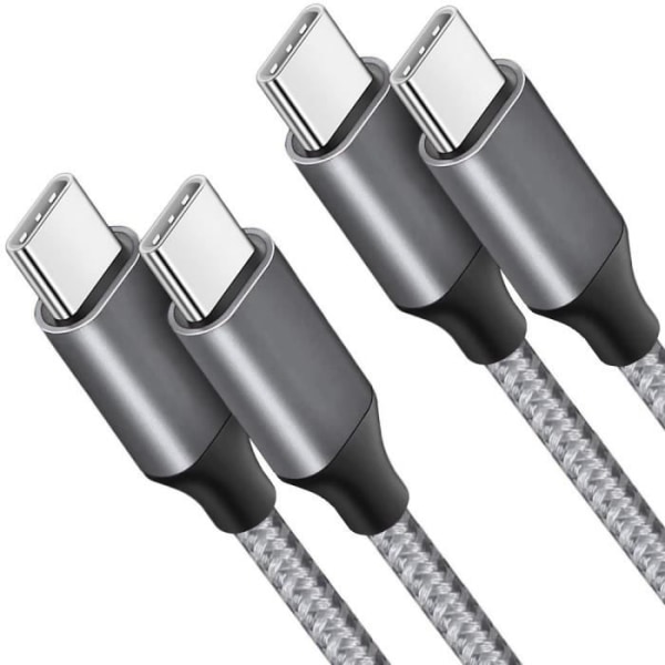 2x USB-C till USB-C Snabbladdningskabel 3A för Samsung S25 S24 S22 S23 Ultra S22 Plus S21 S21 Ultra S20 FE - Förstärkt Nylon Grå 1M Grå