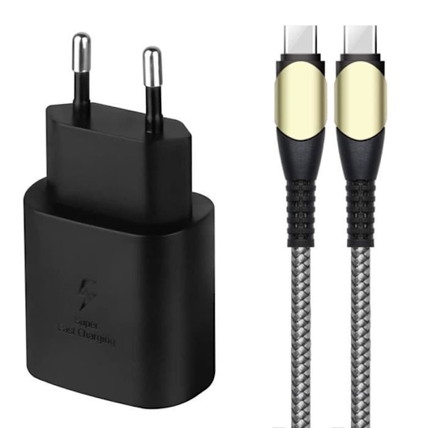 25W snabb väggladdare + 60W USB-C till USB-C-kabel för Xiaomi Redmi Samsung OPPO