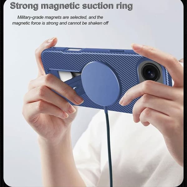 Skyddsskal - BOOLING - för iPhone Air - med Stöd och Magnetisk Ring - Blå - 2 Glas Blå