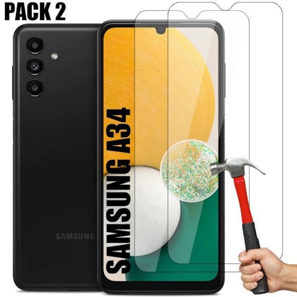 Härdat glas till Samsung Galaxy A34 - 2 delar - Genomskinligt skyddsglas Transparent
