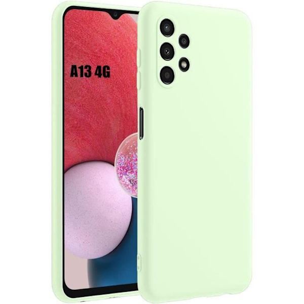 Coque - Samsung - Galaxy A13 4G - Skydd av flytande silikon - Matt effekt - Mjuk Grön