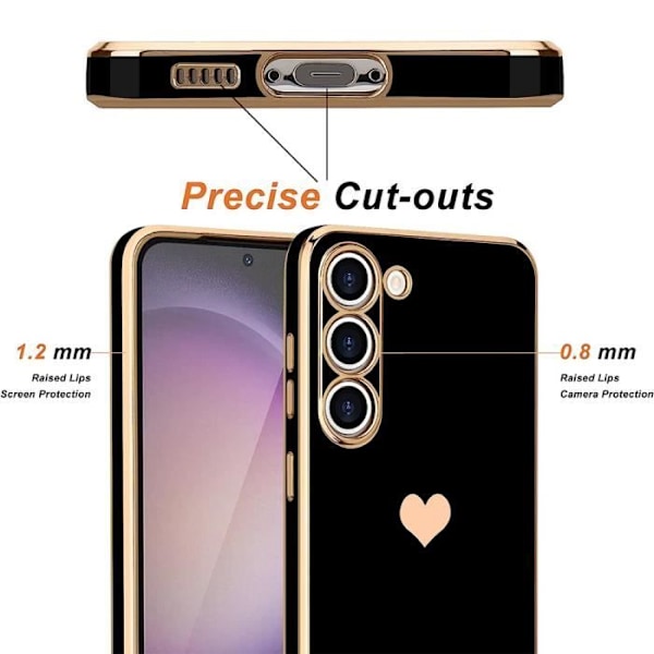 Svart TPU-fodral för Samsung Galaxy S10 Hjärtmönster Anti-Scratch + 2 härdade glasögonskydd