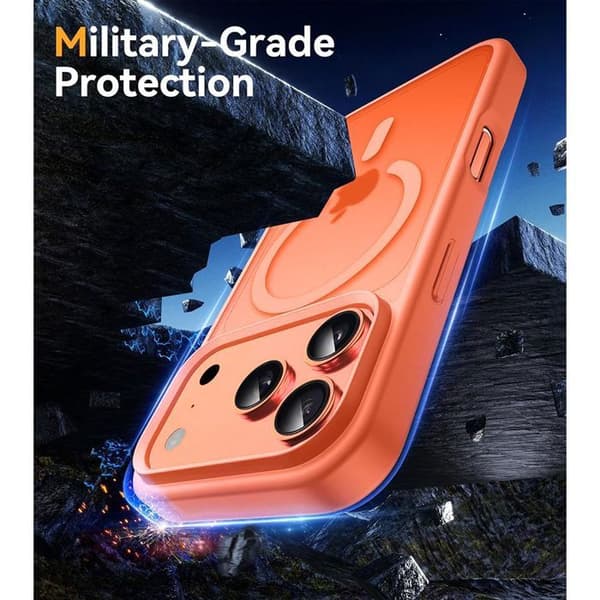Skyddsfodral - BOOLING - iPhone 17 Pro - Stötresistent - Orange Magnetisk Ring - 2 Glas Orange