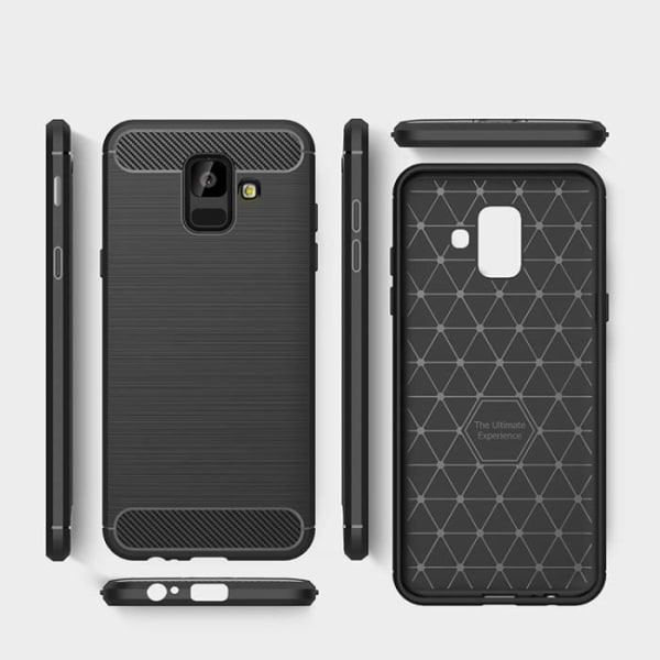 Etui kompatibelt til Samsung Galaxy A6 (2018), Silikone Anti-ridse Carbon Fiber beskyttende etui - Navy