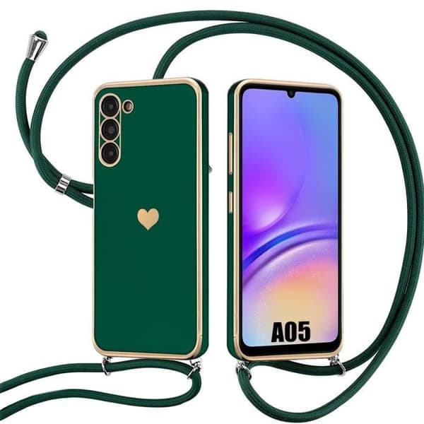 Skyddsfodral - Samsung - Galaxy A05 - Silikon - Stötskydd - Justerbar snodd Midnattsgrönt