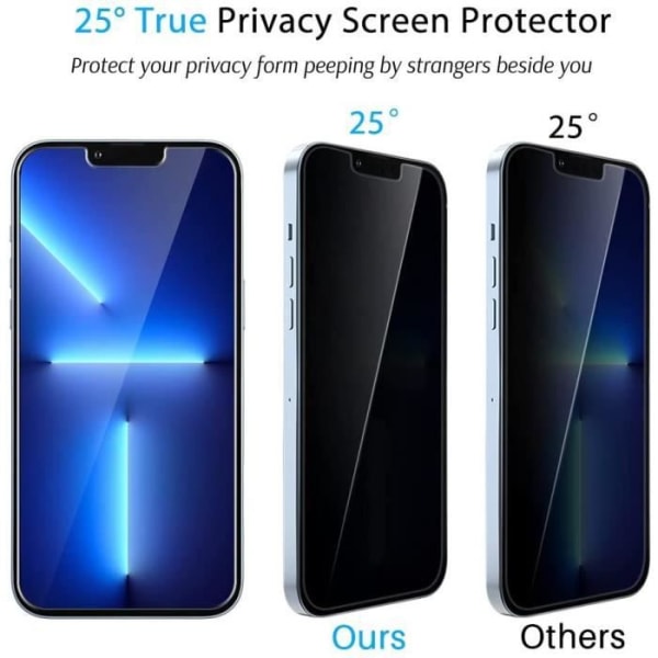 PROSHOP x3 pieces Tempered Glass Anti Spy For iPhone 13 Pro (6.1") Glasskydd