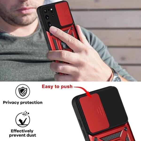 Pakke med 2 hærdede briller og etui til Samsung S20 Ultra (6,9") Red Hard Army Style kameracover Stødsikker bagring Röd