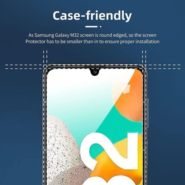 2-pak hærdet glas til Samsung M32 (6,4") skærmbeskytter 9H hårdhed anti-ridse Transparent