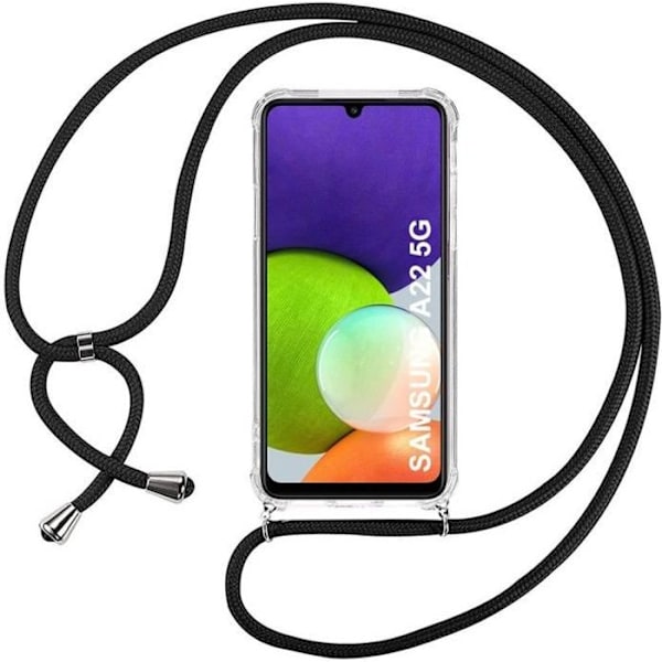Coque Chaîne för Samsung A22 5G (6.6") - PROSHOP - Förstärkt Skydd Mjuka Hörn Stötsäker - Transparent-Svart Transparent-svart