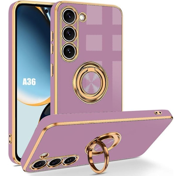 Coque för Samsung Galaxy A36 5G - Stötavvisande silikon med roterande ring lila Lila