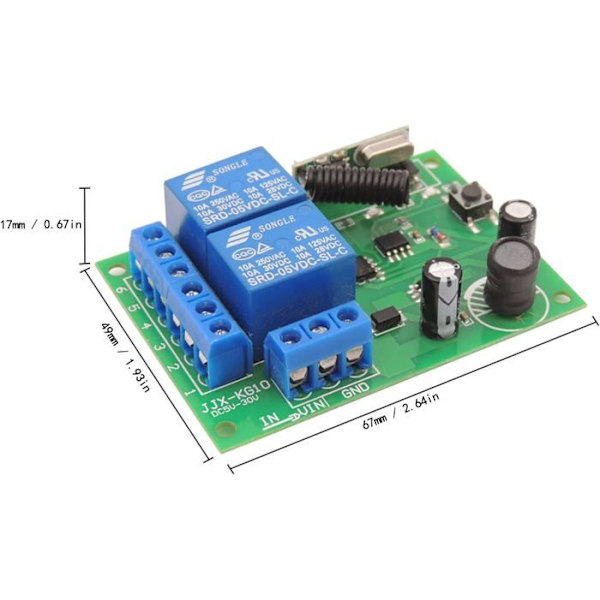 DC 12V 24V 30V Wireless 433Mhz RF 10A Relay Receiver Security Remote Control Switch with 2 Transmitters